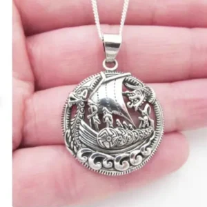 12pcs Viking ship Dragon Boat Pendant necklaces