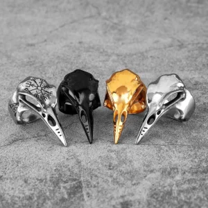 Viking Crow Skull Stainless Steel Mens Rings Punk Amulet Gothic for Male Boyfriend Biker Jewelry Creativity Gift Wholesale