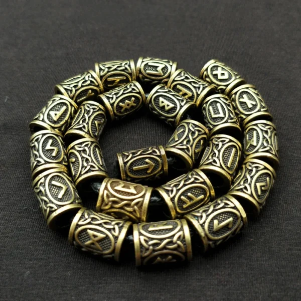 24Pcs Viking Runes Beads Norse Runic Jewelry Bead For Hair Beard Bracelet Making