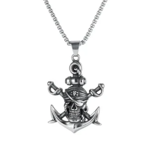 2024 Pirate Skull Pendant Necklace Men's Necklace Viking Accessories New Fashion Retro Metal Pendant Party Jewelry Wholesale