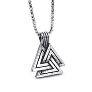 Vintage Viking Rune Odin Triangle Pendant Necklace Charm Men's Necklace New Fashion Hip Hop Punk Accessories Party Gift Jewelry