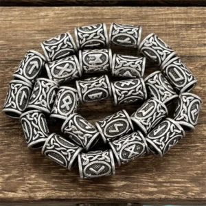 1Pcs Norse Runes Beads For Jewelry Making Diy Metal Crafts Runas Vikingas Jewerly Runic Letter Bead Fit Charm Viking Bracelet