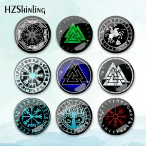 2023 New Vegvisir Viking Badge Brooch Norse Valknut Pin Backpack Decoration Pins Round Jewelry Women Gift