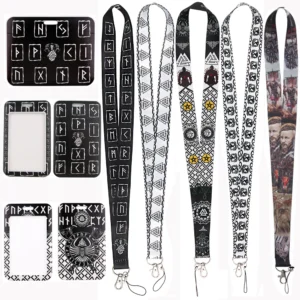 YQ1012 Vintage Viking Lanyard for Keychains ID Card Holder Travel Horizontal Badge Holder Neck Strap Lariat Phone Straps Jewelry