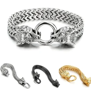 Trend Multilayer Cuban Chain Viking Wolf Head Bracelet Charming Men's Bracelet Fashion Party Gift Accessories Jewelry Wholesale